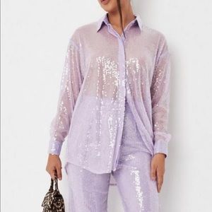 Co Ord Sequin Oversized Shirt & Pants